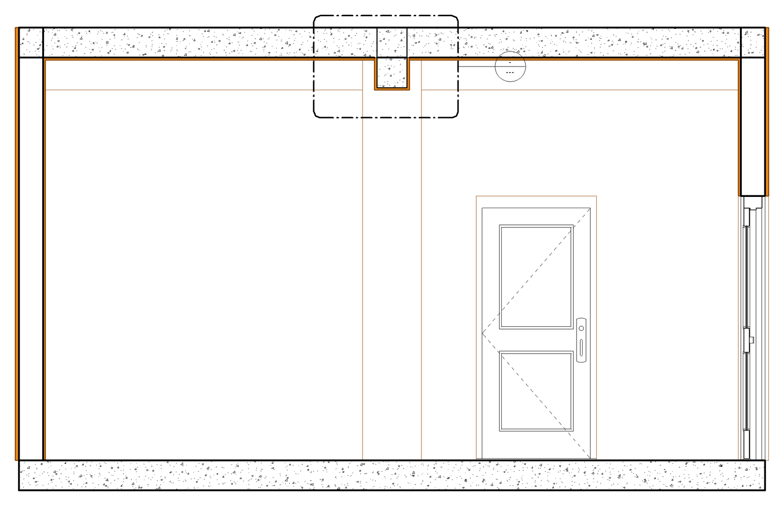 Building section after generation showing a continuous plaster layer around structural interruptions